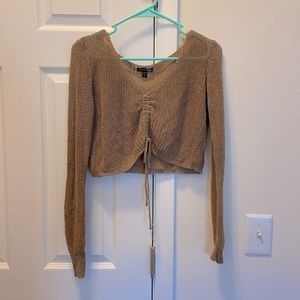 Knit crop top with knot in front
